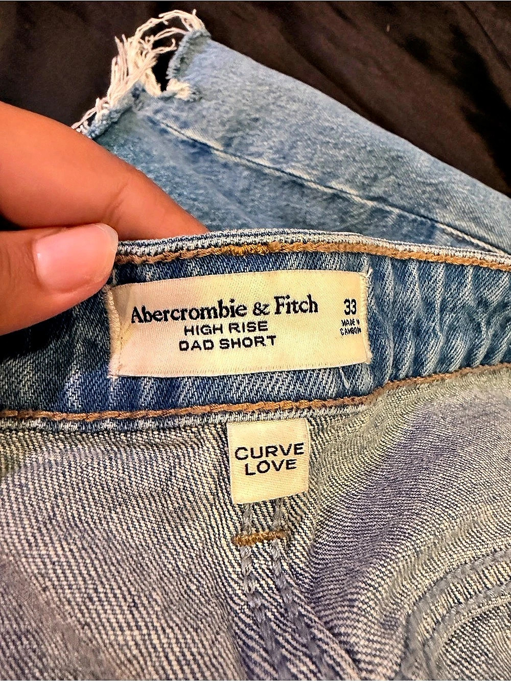 Abercrombie & Fitch Curve Love High Rise Dad Short Denim Shorts Waist 33